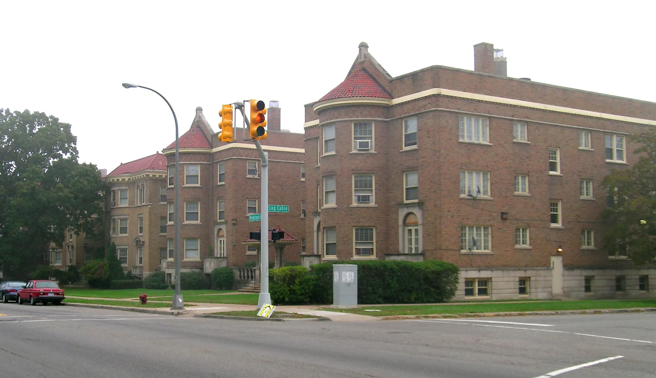 Several brick apartment buildings on neighboring streets