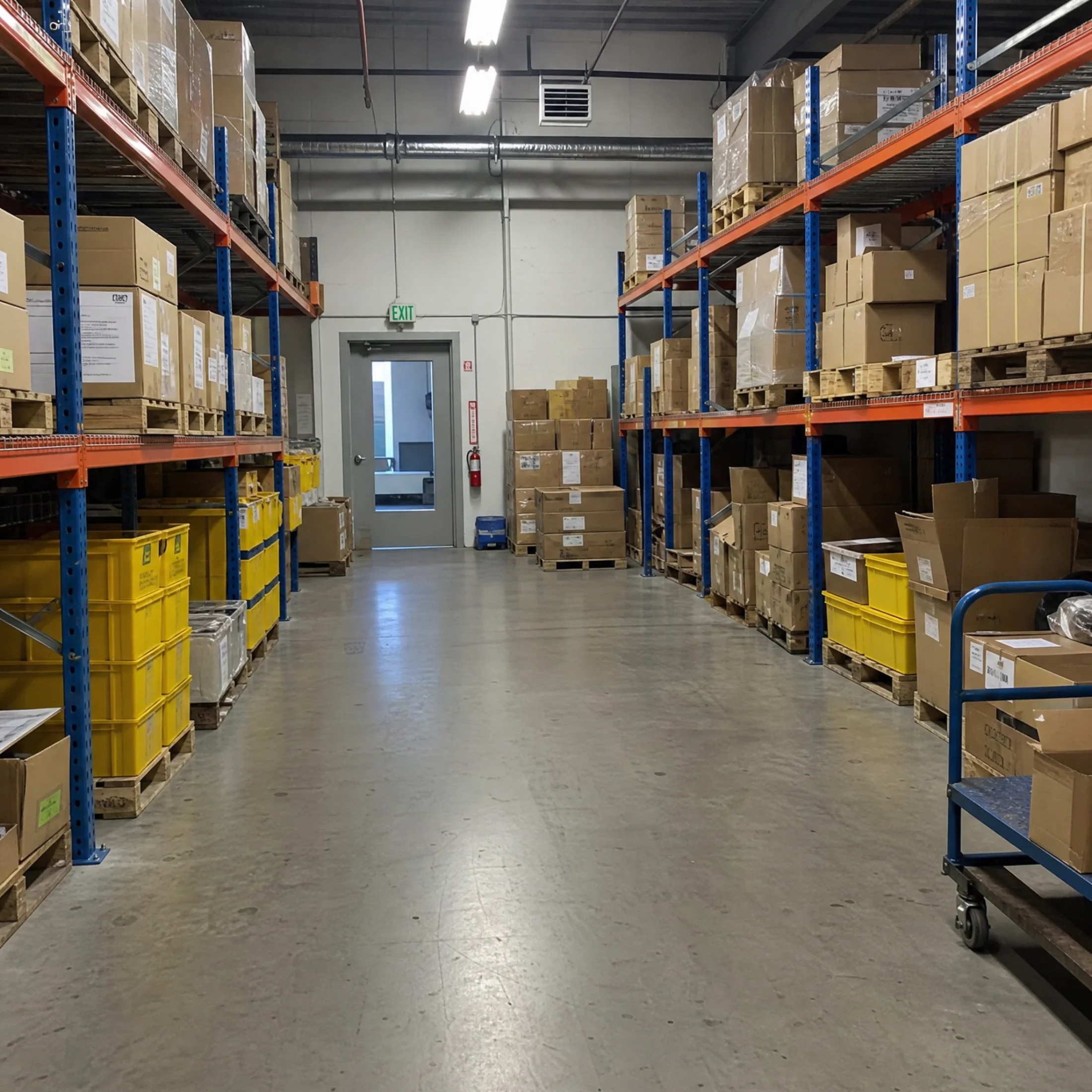 Single-story warehouse with loading docks and a truck court
